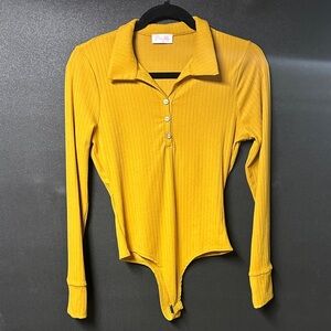 Pink Lily Golden Mustard Long Sleeve Bodysuit